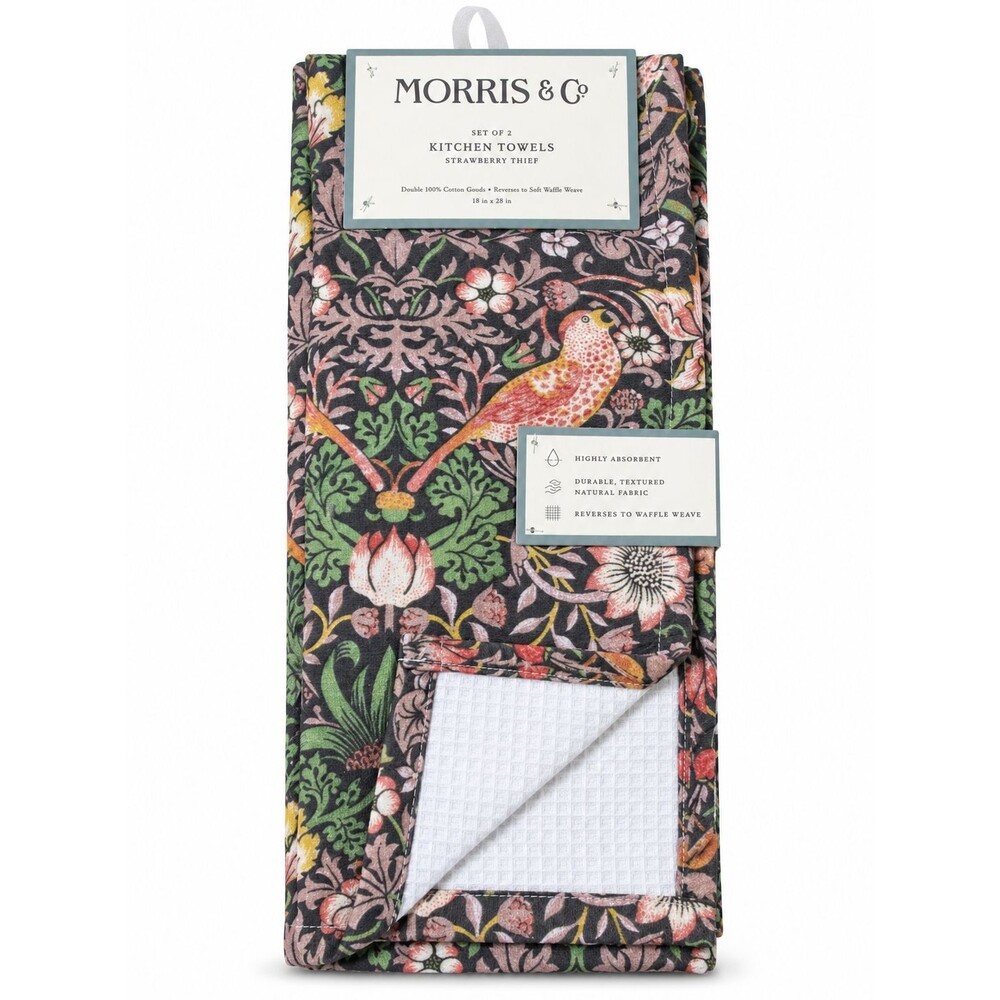 Morris & Co Strawberry Thief Kitchen Dish Towels 100% Cotton 18x28 Set of 2